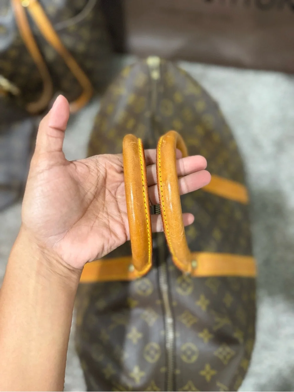 Authentic Louis Vuitton Keepall 45 w/ lock, key, tag, & buckle